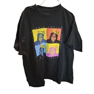 Notorious BIG Biggie Smalls Pop Art Crown Graphic T-Shirt Black Mens 2XL Hip Hop